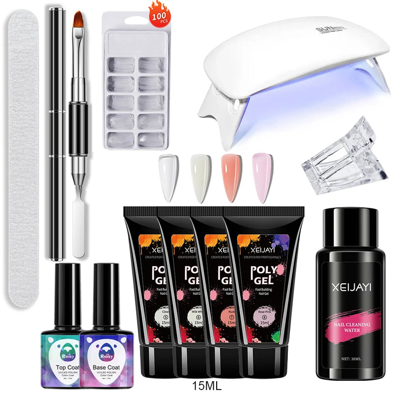 Kit Completo para Alongamento de Unhas – 12 Peças | Gel Extensor + Ferramentas