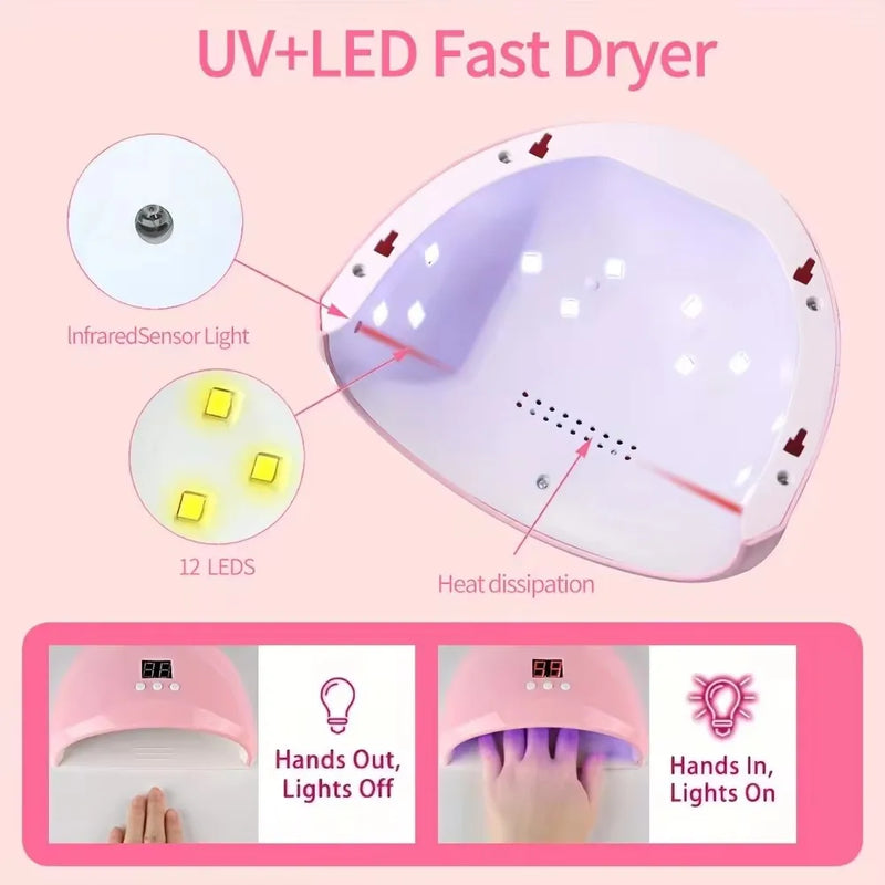 Kit Profissional de Unhas com Lixadeira Elétrica + Cabine LED UV