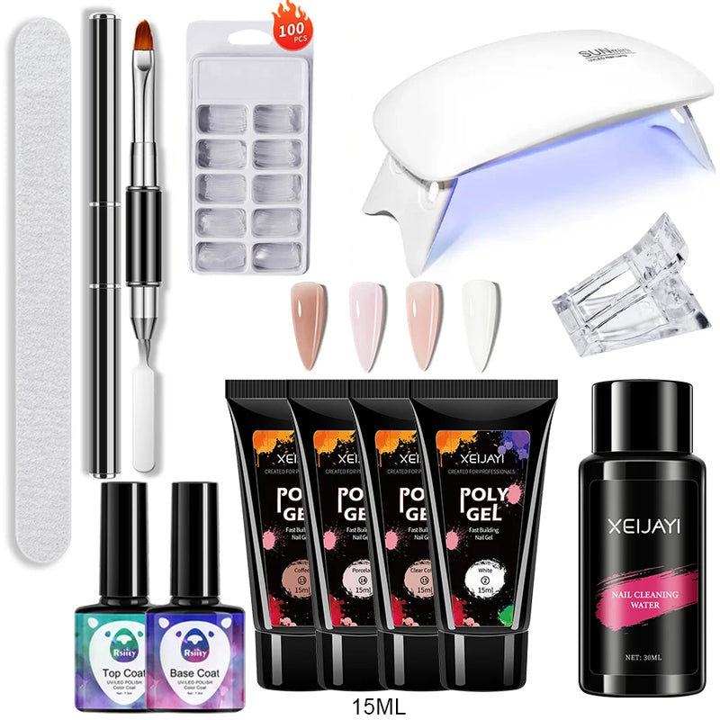 Kit Completo para Alongamento de Unhas – 12 Peças | Gel Extensor + Ferramentas