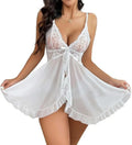 Baby Doll Sexy em Renda e Tule – Decote V com Alças Ajustáveis