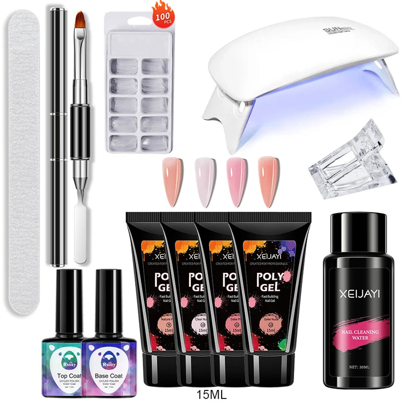 Kit Completo para Alongamento de Unhas – 12 Peças | Gel Extensor + Ferramentas