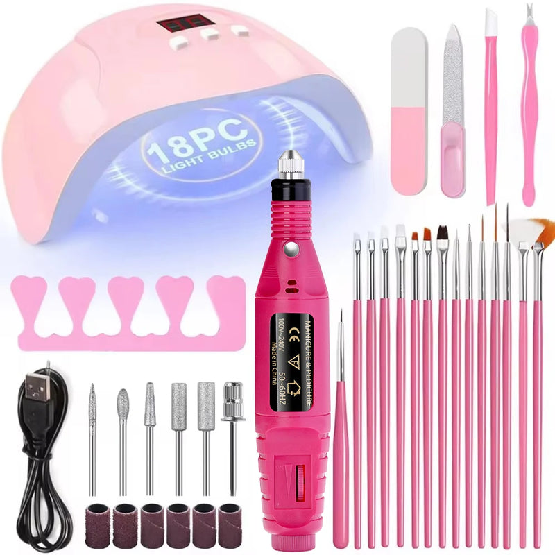 Kit Profissional de Unhas com Lixadeira Elétrica + Cabine LED UV