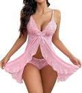 Baby Doll Sexy em Renda e Tule – Decote V com Alças Ajustáveis