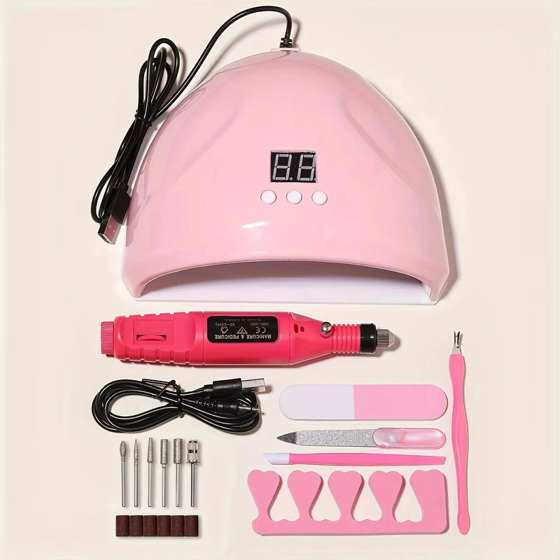 Kit Profissional de Unhas com Lixadeira Elétrica + Cabine LED UV