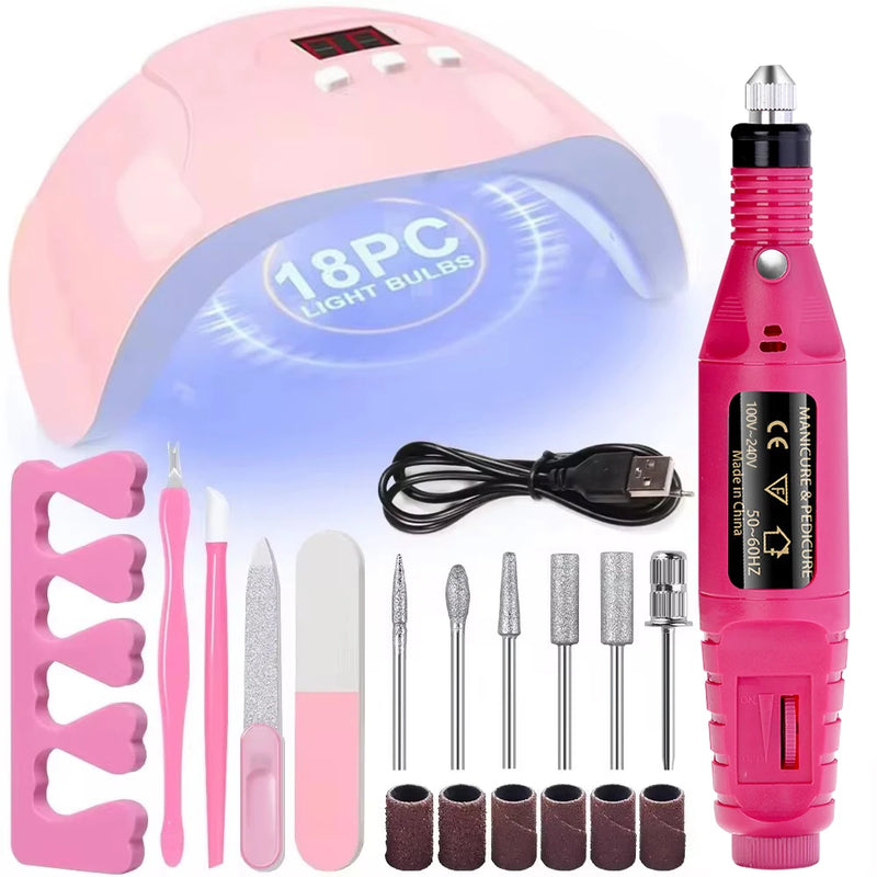 Kit Profissional de Unhas com Lixadeira Elétrica + Cabine LED UV