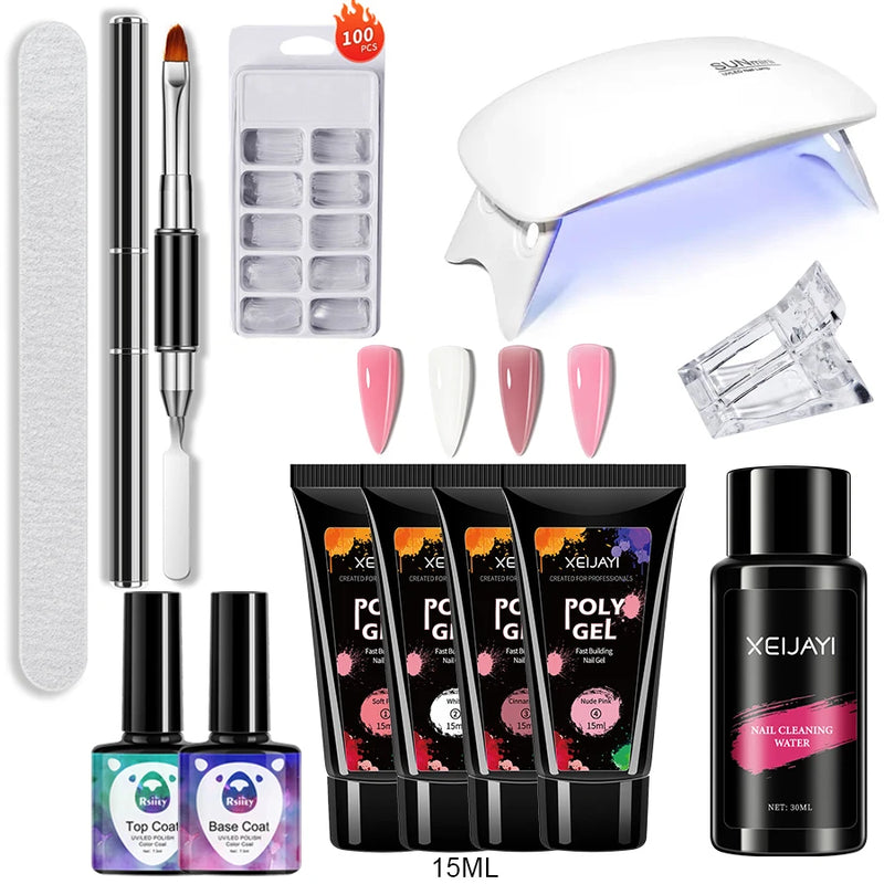 Kit Completo para Alongamento de Unhas – 12 Peças | Gel Extensor + Ferramentas