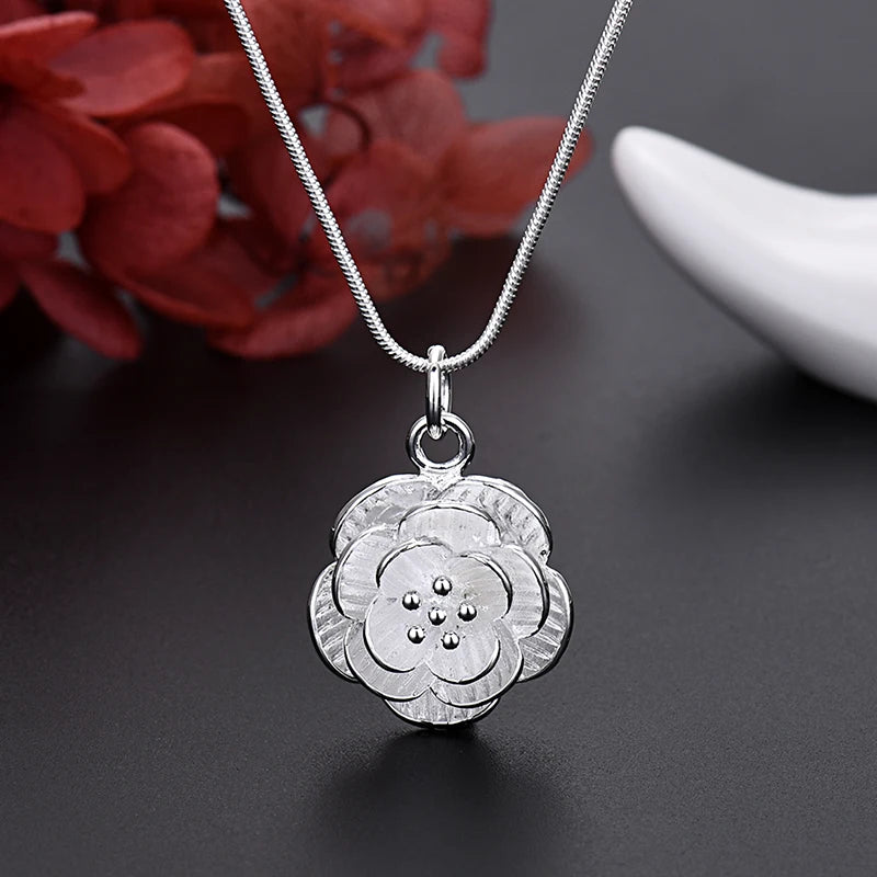 Conjunto Feminino Prata 925 - Colar, Pulseira e Brincos Florais